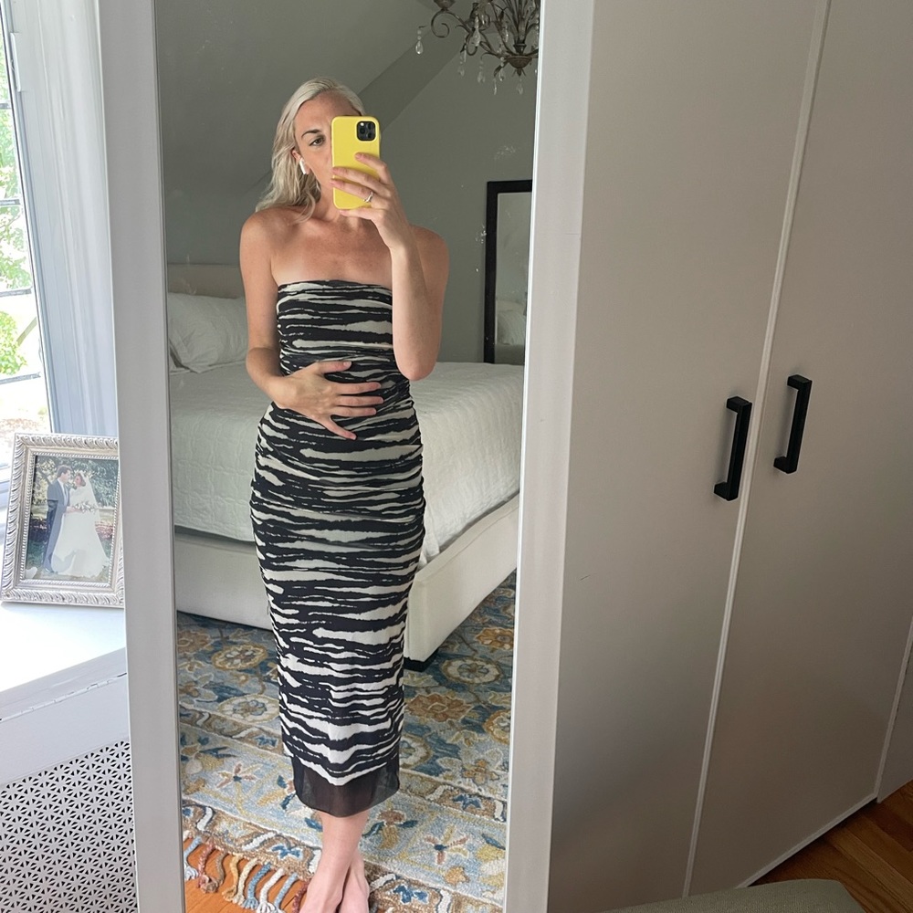 Zara Stretchy Black and White Stripe Tube Dress
